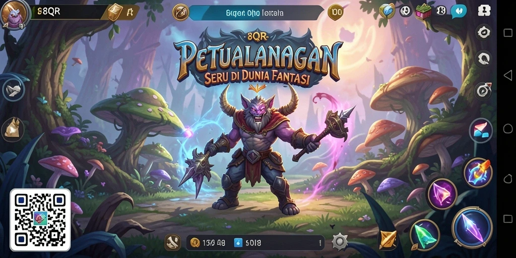 Screenshot gameplay 8QR yang menampilkan petualangan seru di dunia fantasi.