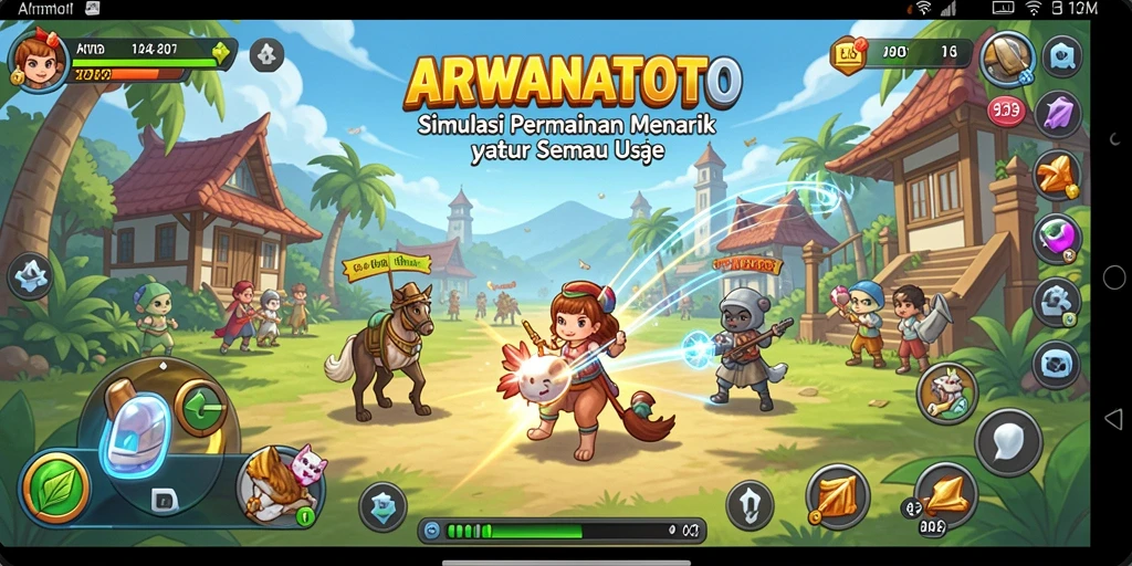 Screenshot menunjukkan gameplay interaktif ARWANATOTO yang menyenangkan.