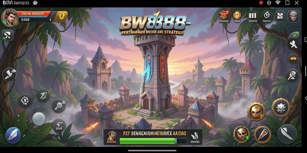 Screenshot gameplay BW888 menampilkan aksi pertahanan menara yang mendebarkan.