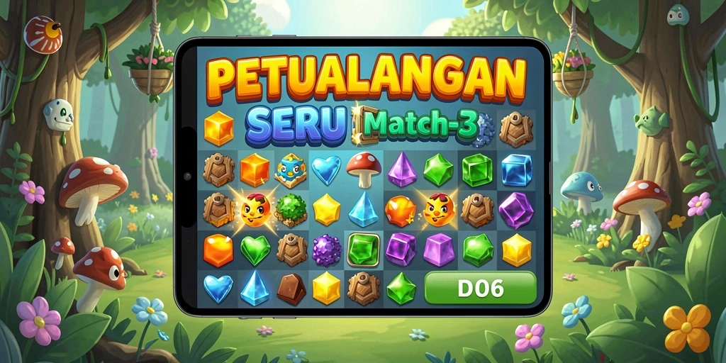 Tampilan gameplay seru dan berwarna-warni dari D06 Match-3.