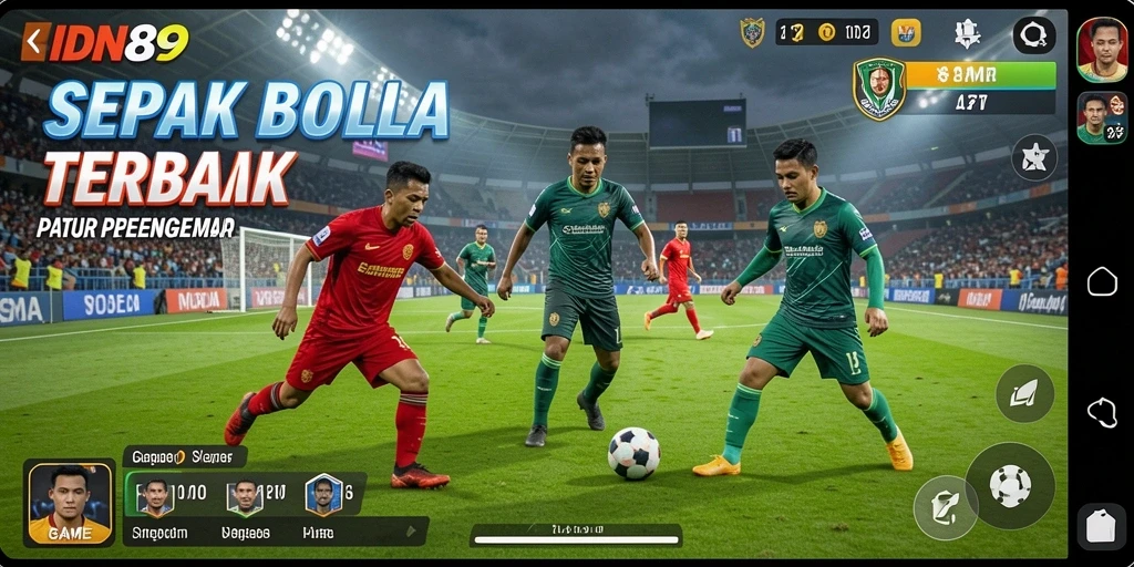 Tampilan gameplay mendebarkan dengan aksi sepak bola nyata.