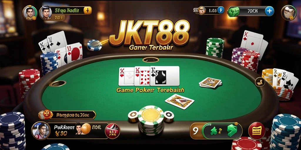 Screenshot dari gameplay JKT88 yang menampilkan intensitas permainan poker.