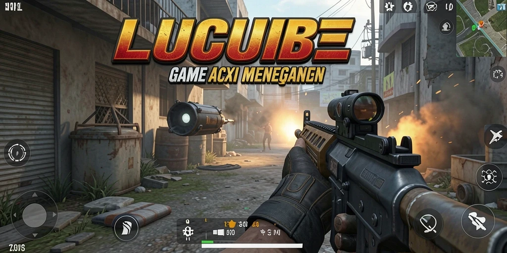 Gambar aksi seru dalam gameplay LUCUBET FPS.