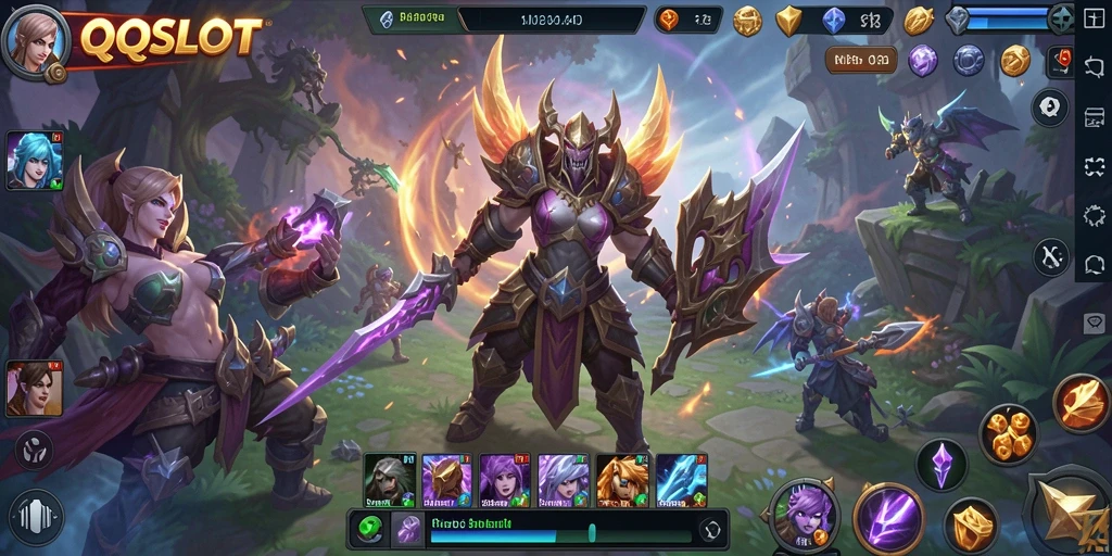 Screenshot utama QQSLOT menampilkan serunya gameplay MMORPG yang imersif.