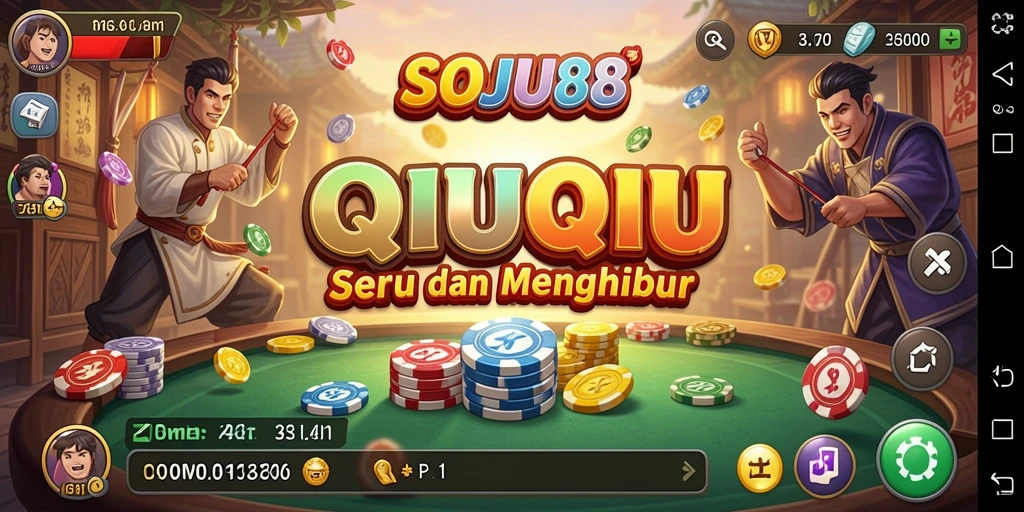Menampilkan keseruan permainan QiuQiu di SOJU88.